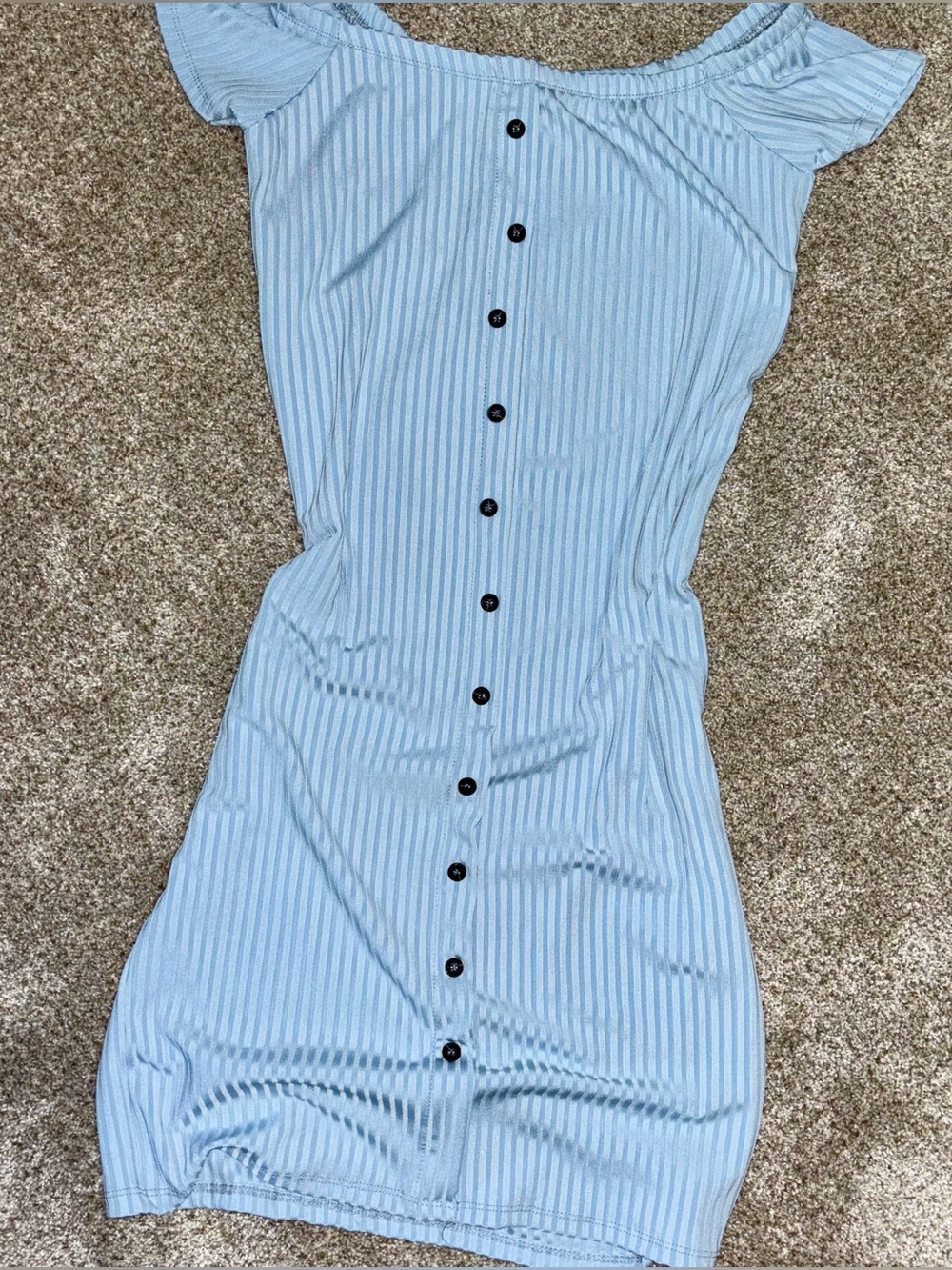 Light Blue Striped Button-Front Women’s Dress
